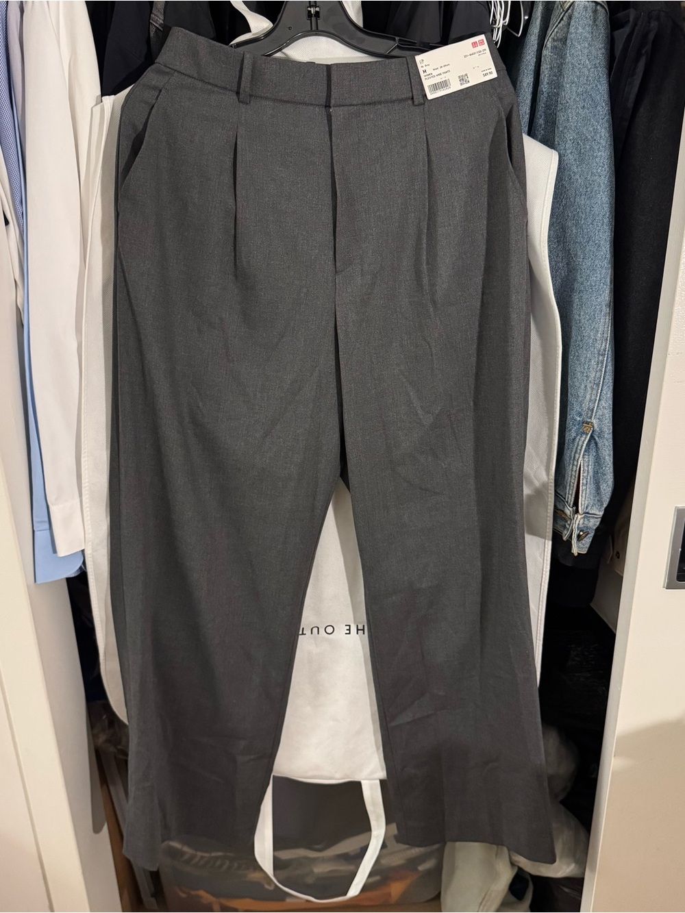 Uniqlo Dark Gray Pleated Wide Trousers